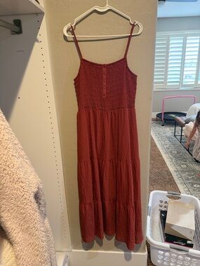 Universal Thread Smocked Maxi Dress in Rust